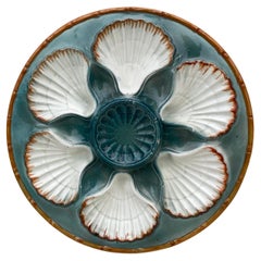 French Majolica Oyster Plate Saint Clement, circa 1890