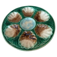 French Majolica Oyster Plate Salins, circa 1890