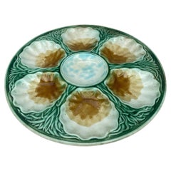 French Majolica Oyster Plate Salins, circa 1890