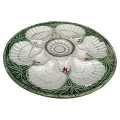 French Majolica Oyster Plate Salins, circa 1890