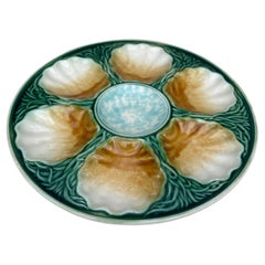 French Majolica Oyster Plate Salins, circa 1890