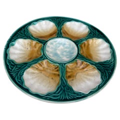 French Majolica Oyster Plate Salins, circa 1890