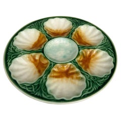 Piatto per ostriche in maiolica francese Salins, 1890 circa