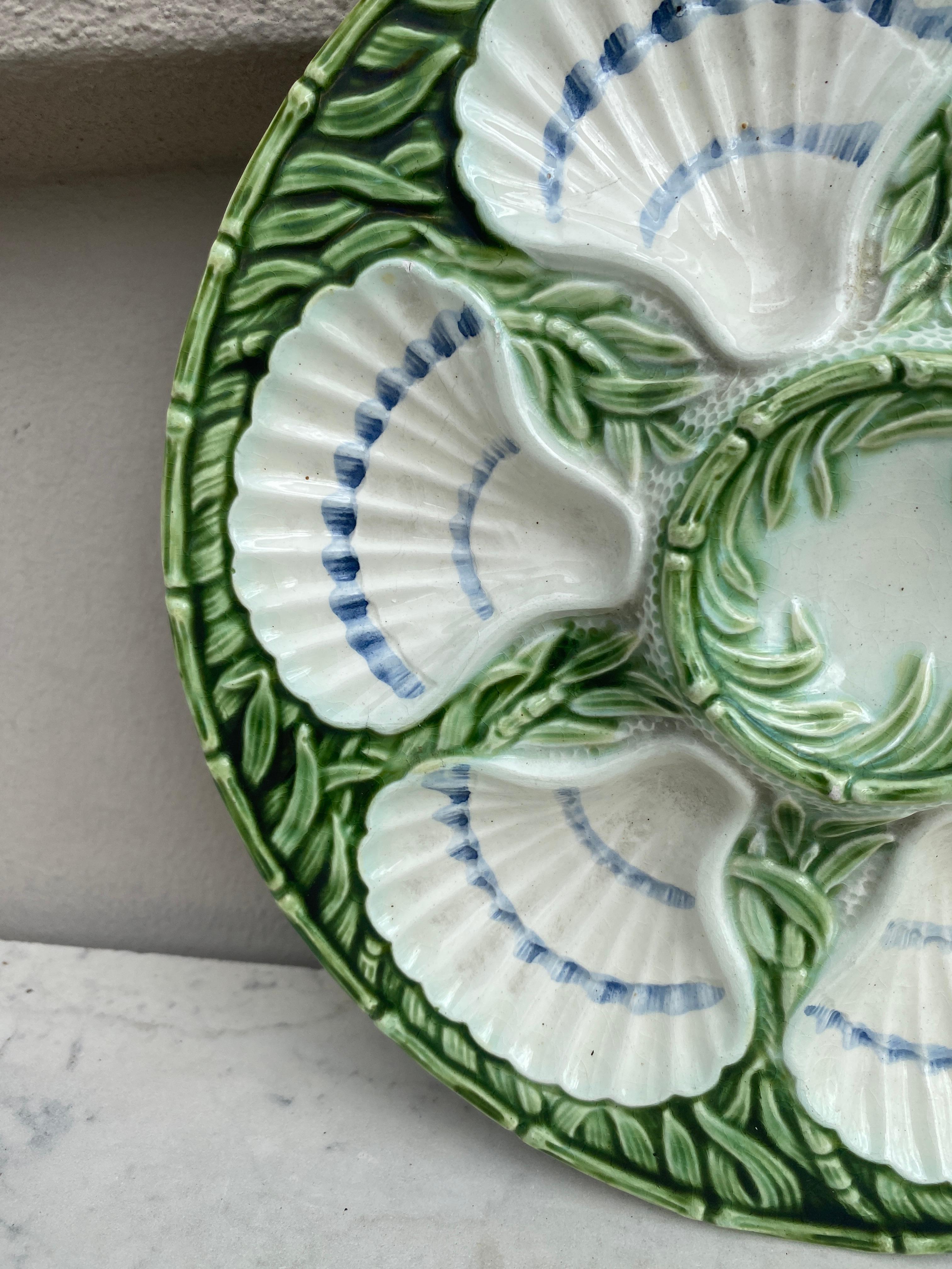 Victorian French Majolica Oyster Plate Salins, circa 1890