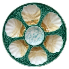 French Majolica Oyster Plate Salins, circa 1890