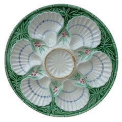 French Majolica Oyster Plate Salins Circa 1890