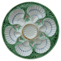 French Majolica Oyster Plate Salins Circa 1890