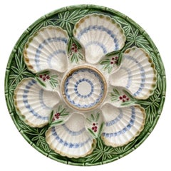French Majolica Oyster Plate Salins, Circa 1890