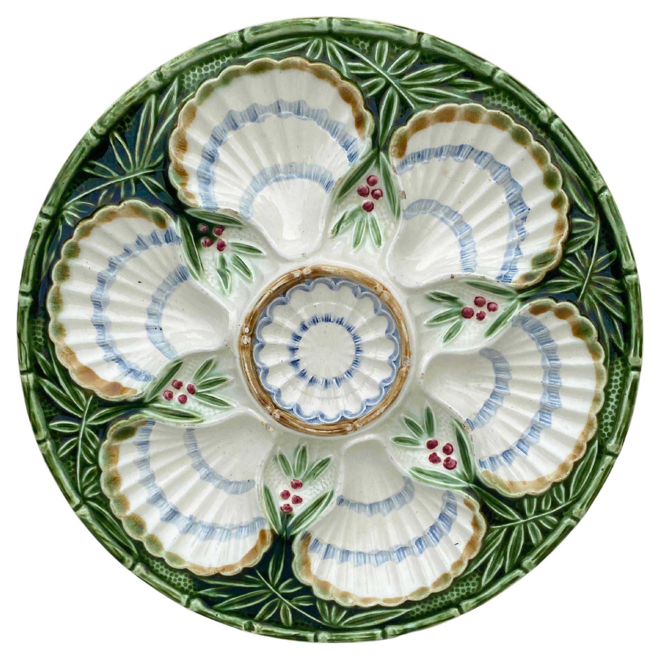 French Majolica Oyster Plate Salins, circa 1890 For Sale at 1stDibs