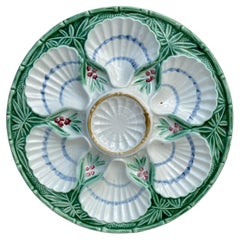 Antique French Majolica Oyster Plate Salins, circa 1890