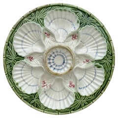 French Majolica Oyster Plate Salins, circa 1890