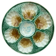 Antique French Majolica Oyster Plate Salins, circa 1890