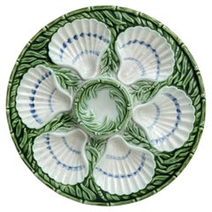 French Majolica Oyster Plate Salins, circa 1890