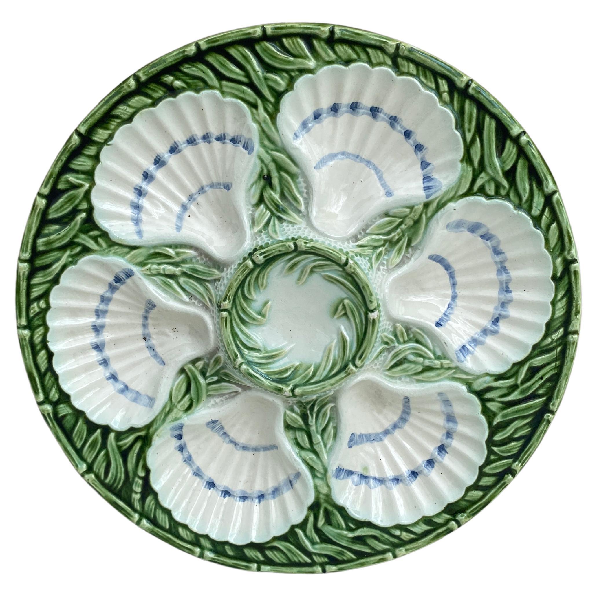 French Majolica Oyster Plate Salins, circa 1890