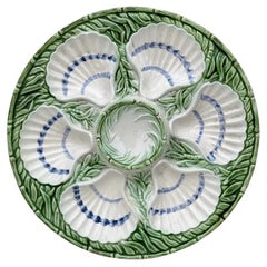 French Majolica Oyster Plate Salins, circa 1890