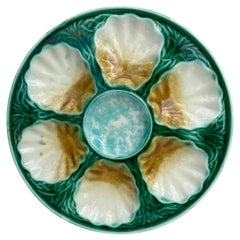 French Majolica Oyster Plate Salins, circa 1890
