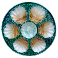 French Majolica Oyster Plate Salins, circa 1890