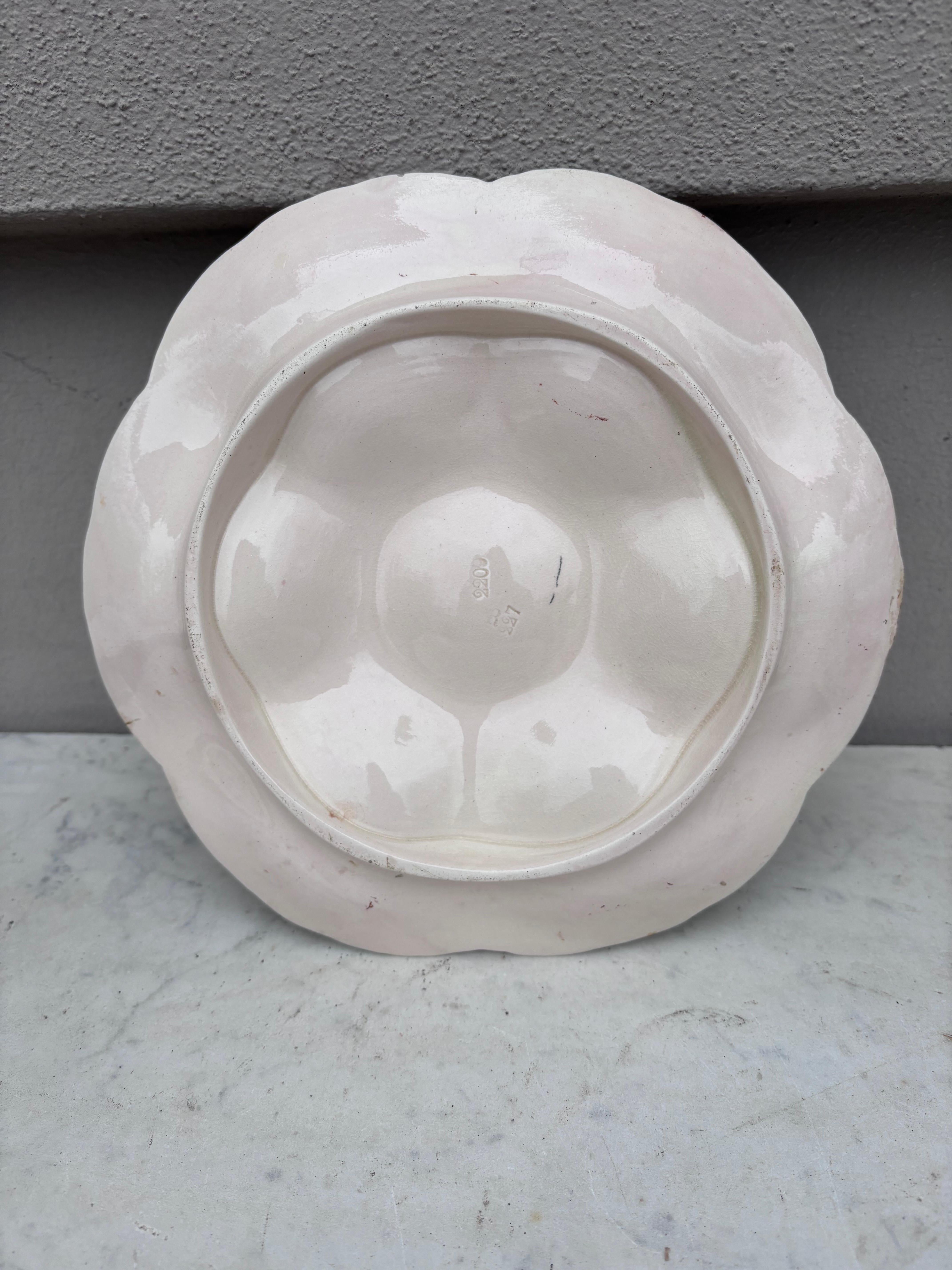 Late 19th Century French Majolica Oyster Plate Sarreguemines, circa 1890 For Sale