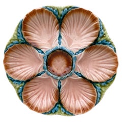 French Majolica Oyster Plate Sarreguemines, circa 1890