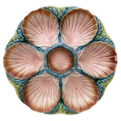 French Majolica Oyster Plate Sarreguemines, circa 1890