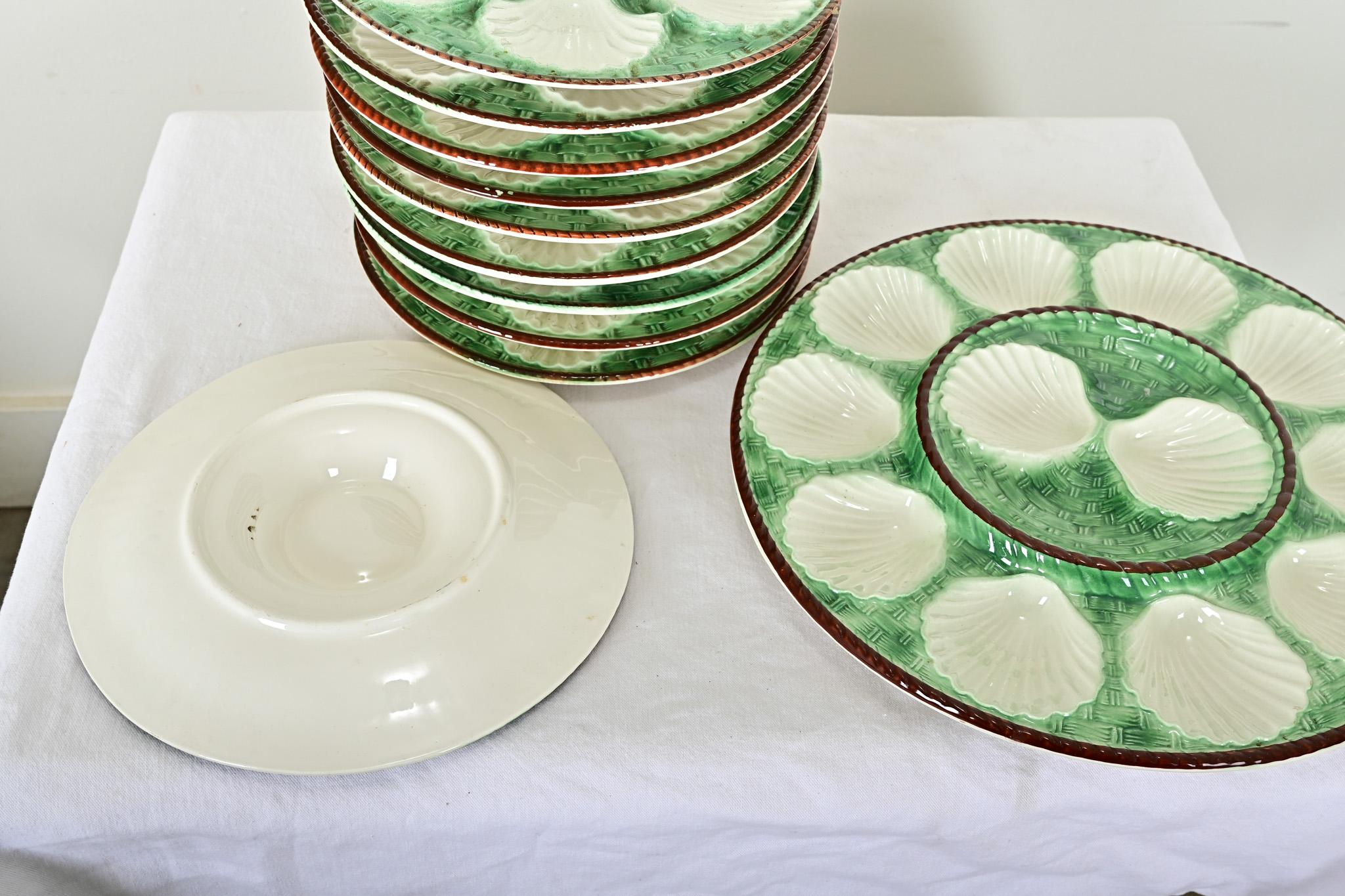 Assiettes à huîtres en majolique française 2