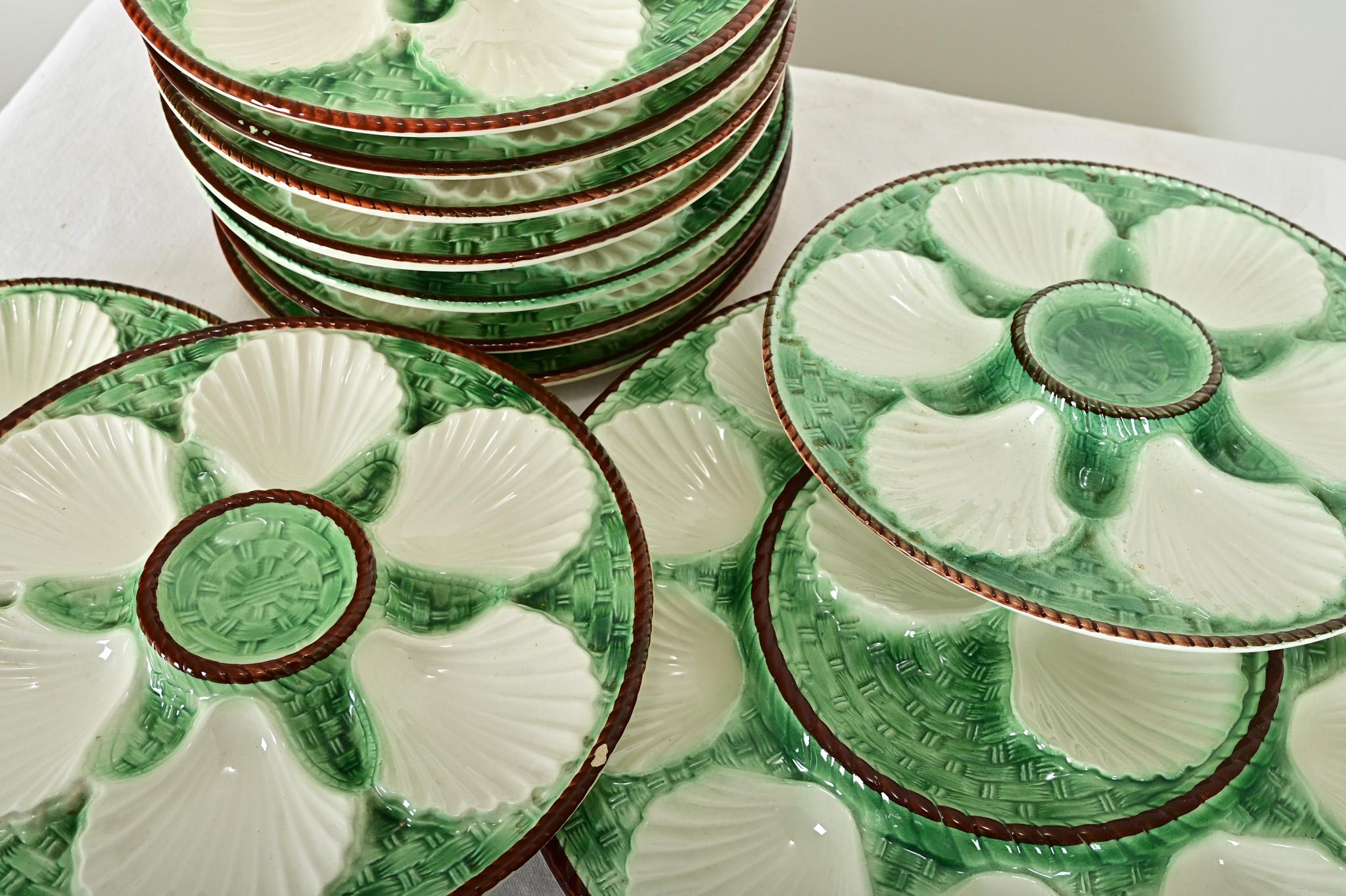 Assiettes à huîtres en majolique française 6