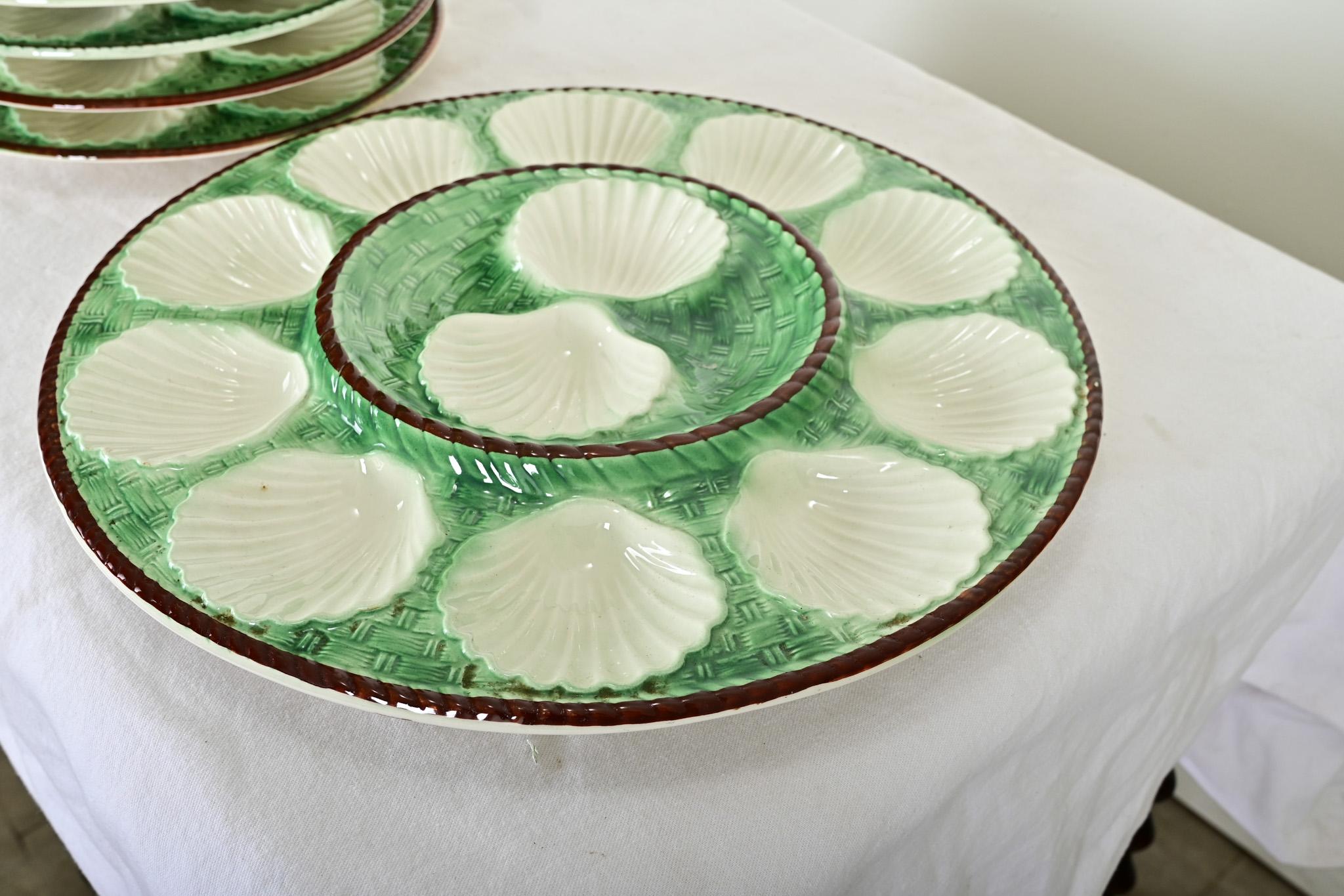 Peint à la main Assiettes à huîtres en majolique française