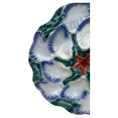 French Majolica Oyster Platter Digoin Sarreguemines, circa 1890