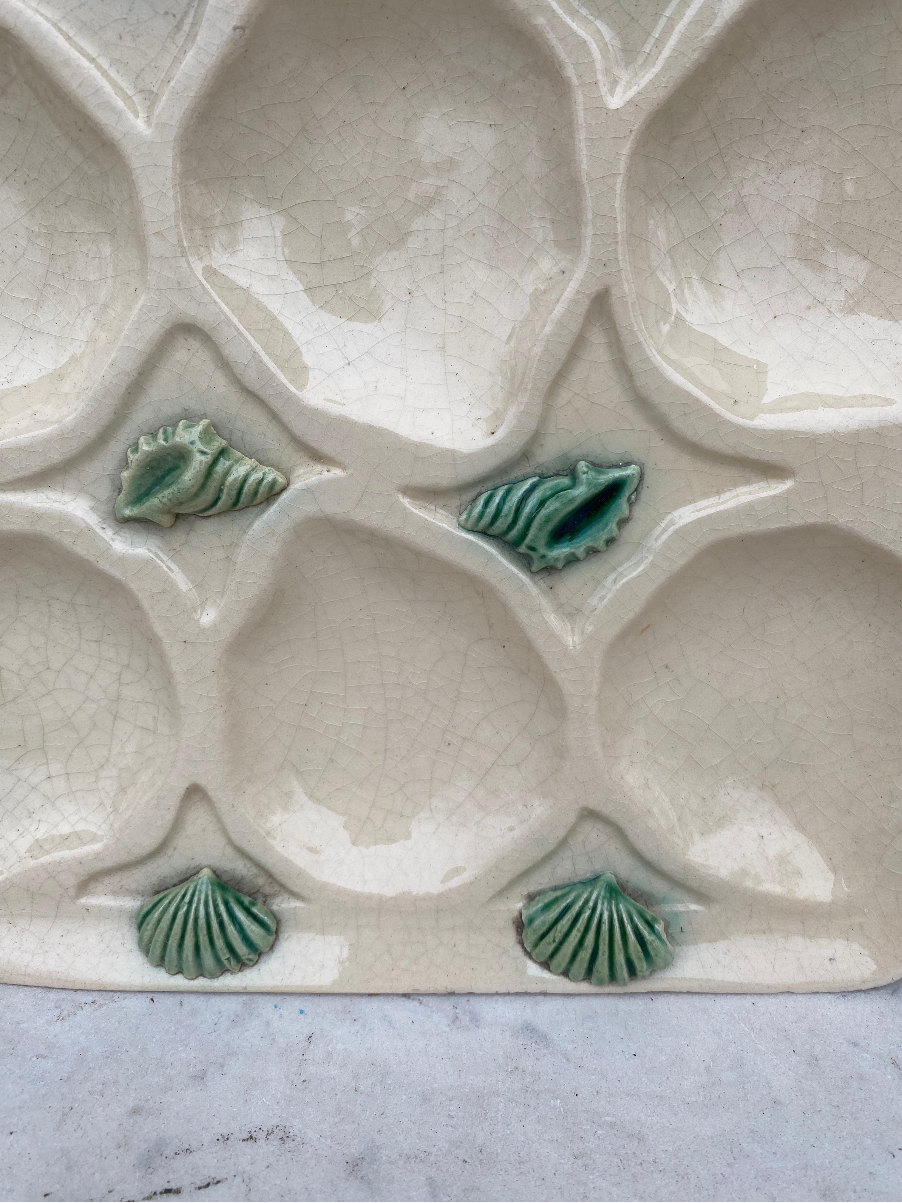 French Majolica Oyster Platter Mougins, circa 1950 In Good Condition In Austin, TX