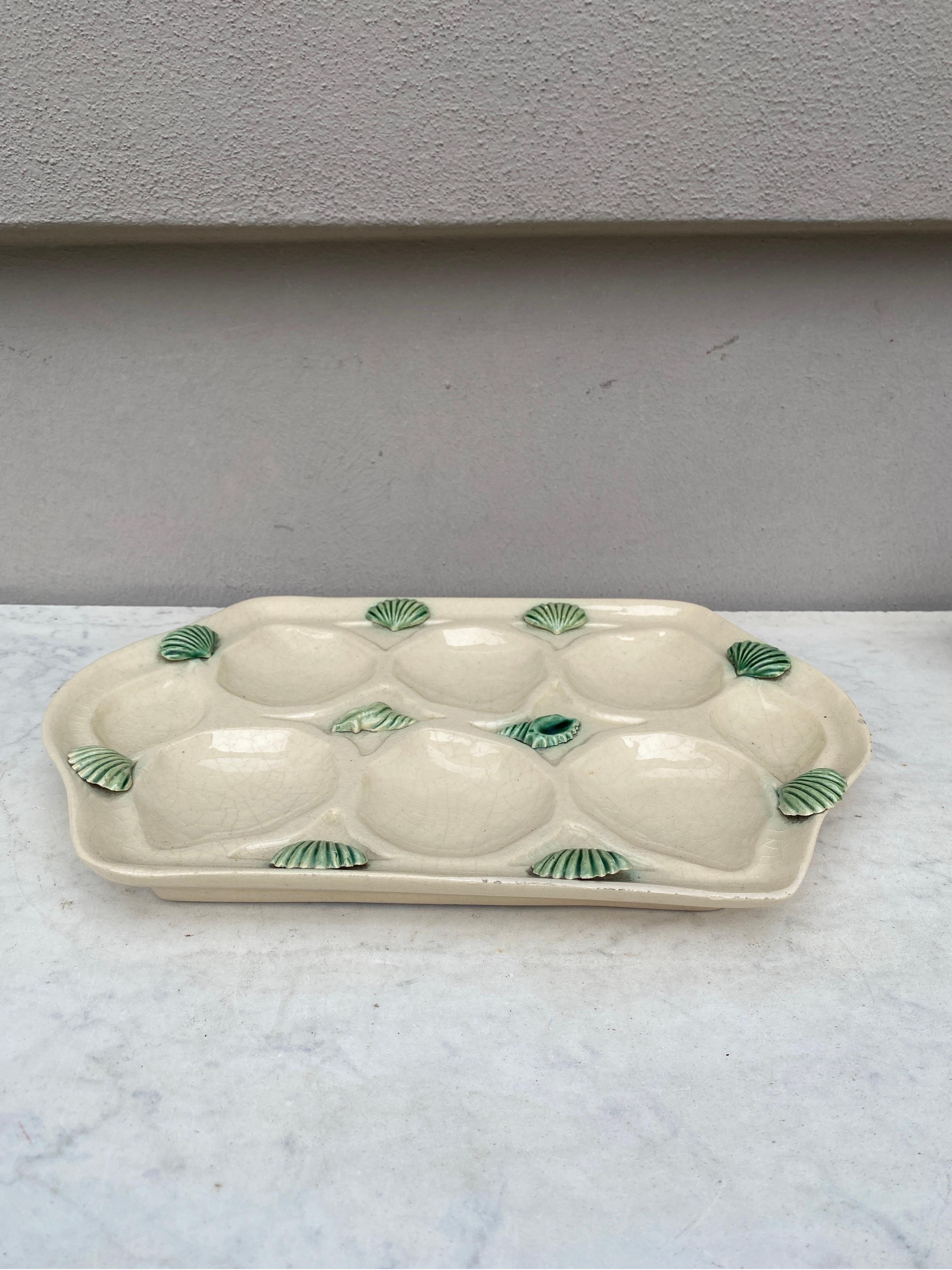 Mid-20th Century French Majolica Oyster Platter Mougins, circa 1950