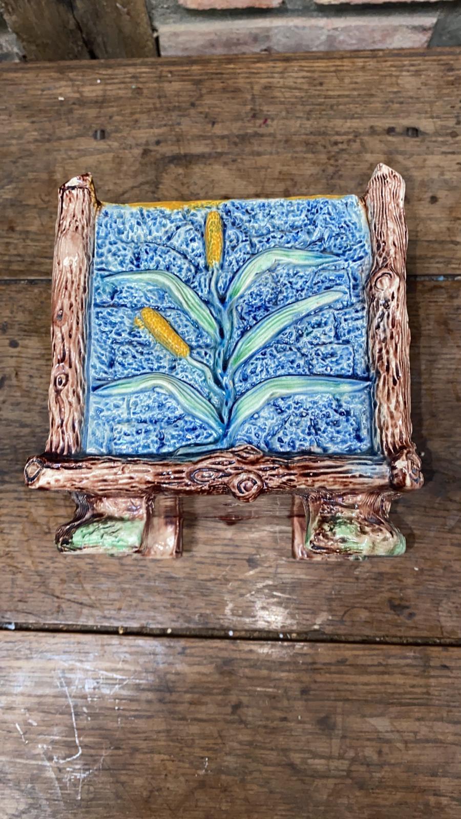 French Majolica Palissy Cache Pot signed Thomas Sergent circa 1880.