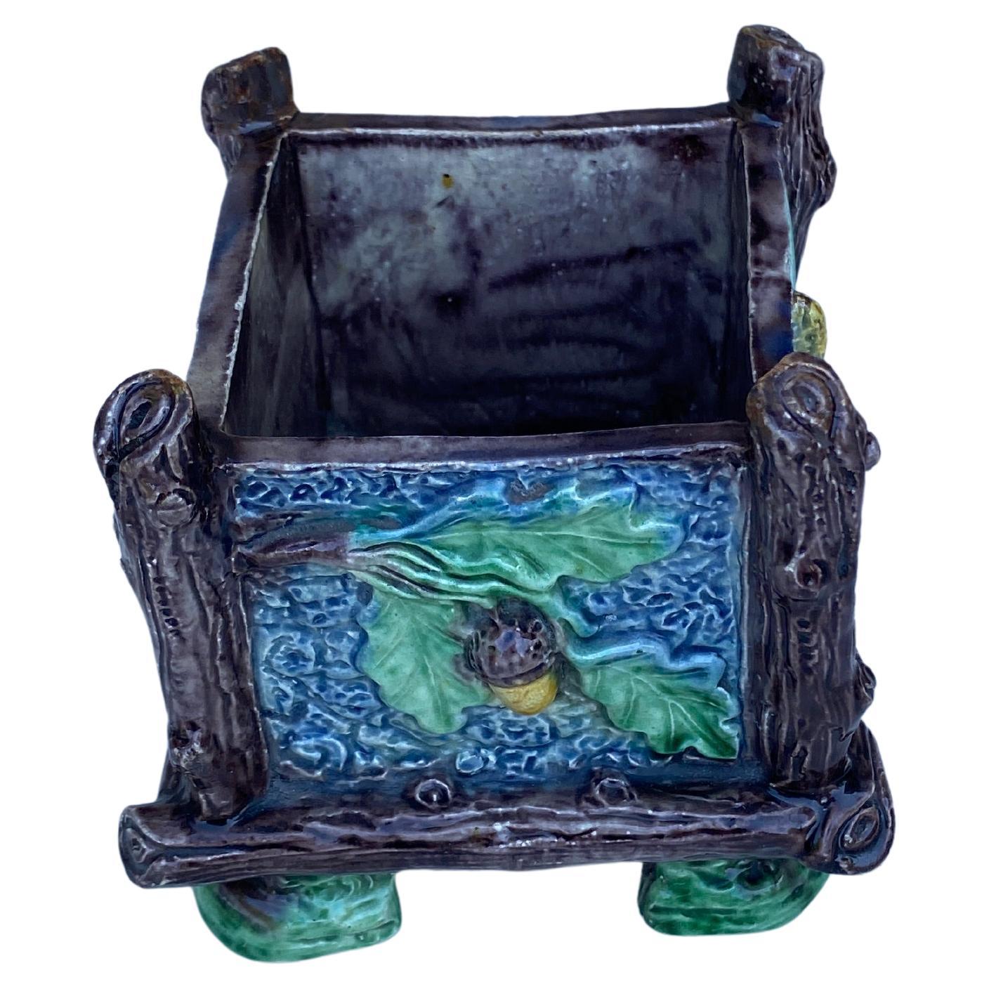 Francese Vaso in maiolica francese Palissy Cache Thomas Sergent in vendita