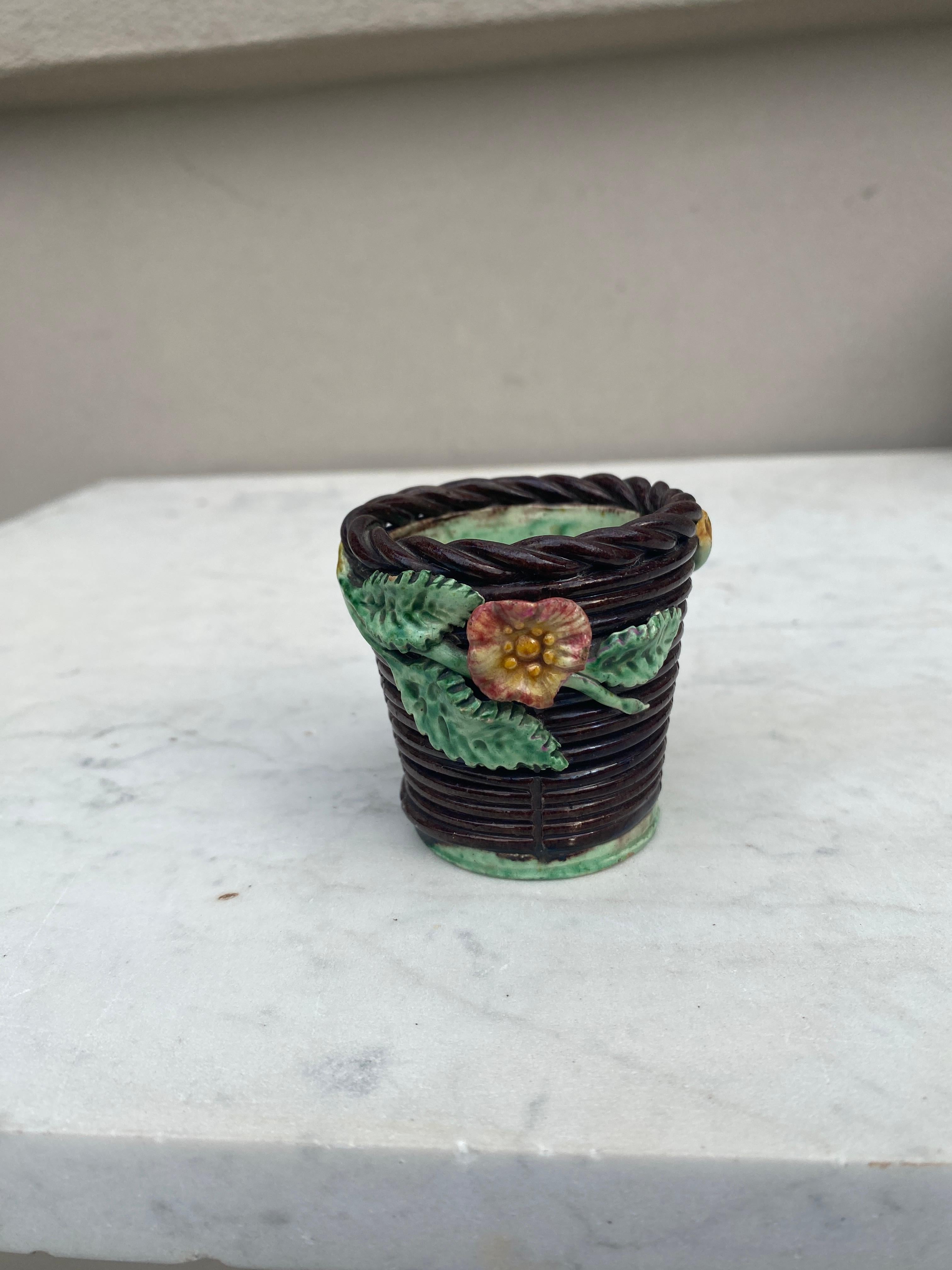 Late 19th Century French Majolica Palissy Cache Pot Thomas Sergent For Sale