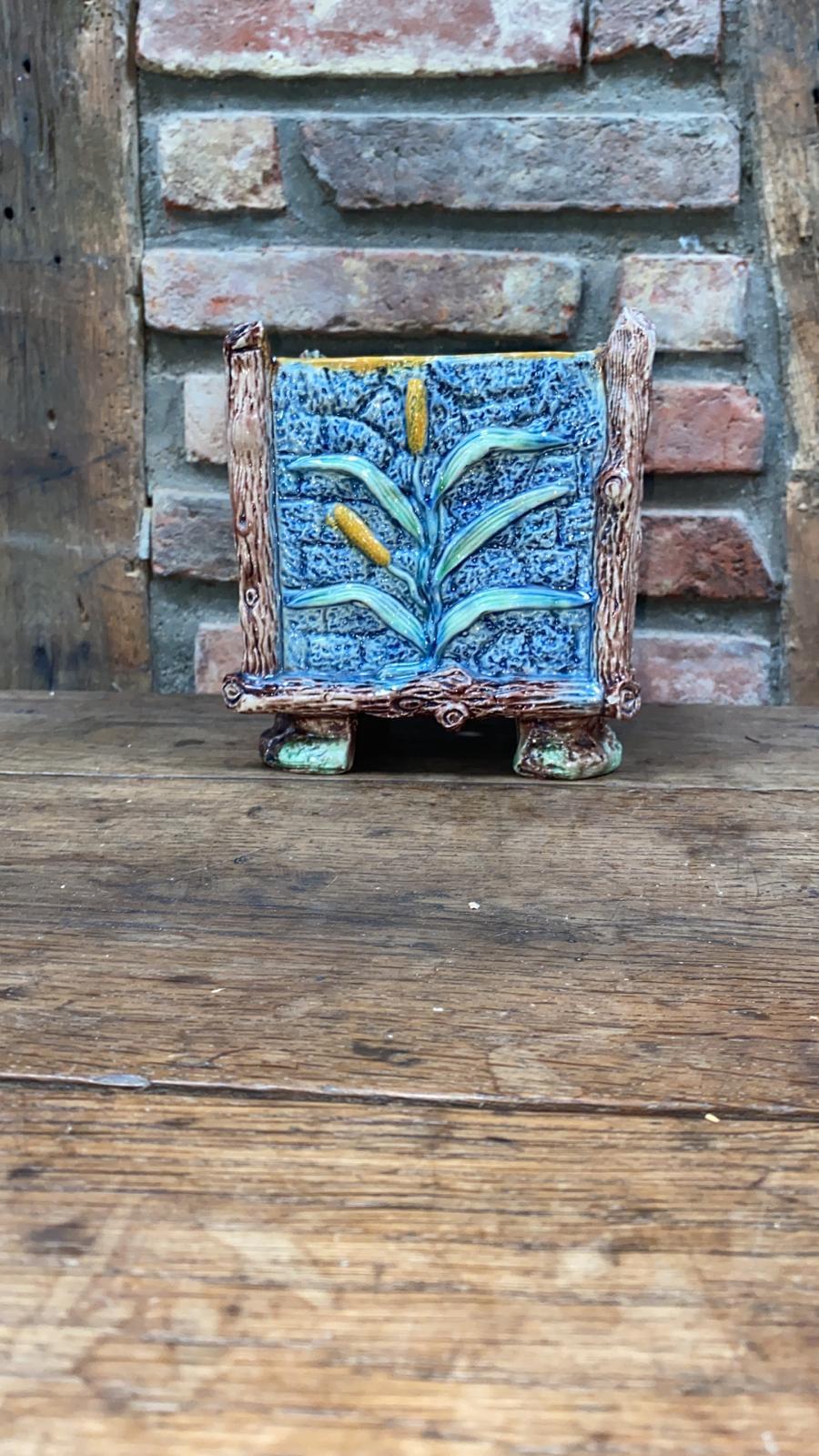 Late 19th Century French Majolica Palissy Cache Pot Thomas Sergent