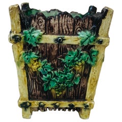 French Majolica Palissy Jardinière with Grapes Thomas Sergent, circa 1880