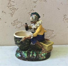 French Majolica Palissy Monkey Vase, circa 1880