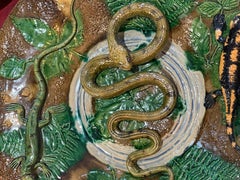 Seltener, einzigartiger Palissy-Teller von Alfred Renoleau Ende 19. C.