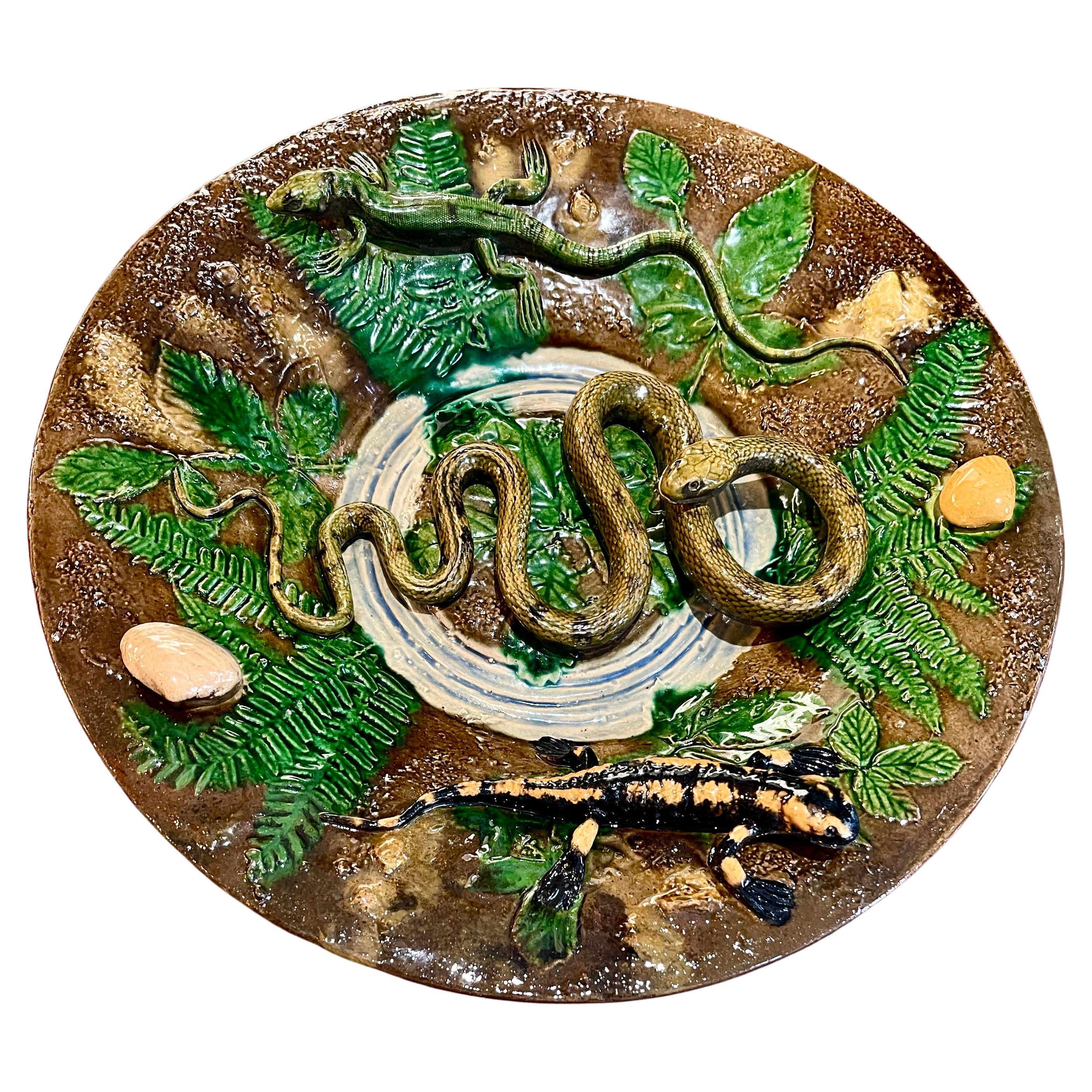 French Majolica Palissy Plate by Alfred Renoleau Late 19Th. C.