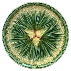 French Majolica Palm Plate Sarreguemines, circa 1870