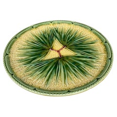 French Majolica Palm Plate Sarreguemines, circa 1880