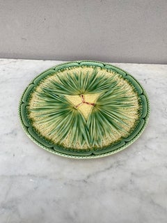 French Majolica Palm Plate Sarreguemines, circa 1880