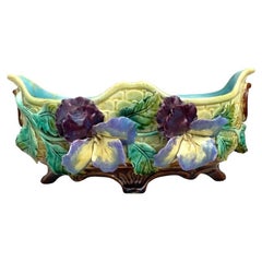 French Majolica Pansies Jardinière, circa 1880