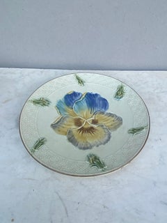 French Majolica Pansy Plate circa 1880