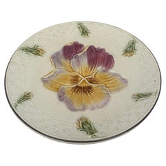 French Majolica Pansy Plate circa 1880