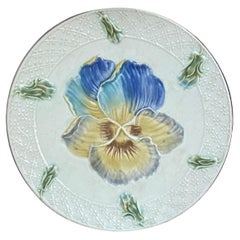 French Majolica Pansy Plate circa 1880
