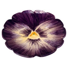 French Majolica Pansy Plate Jerome Massier, Circa 1890