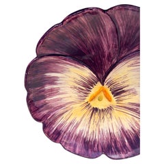 French Majolica Pansy Plate Jerome Massier, Circa 1890