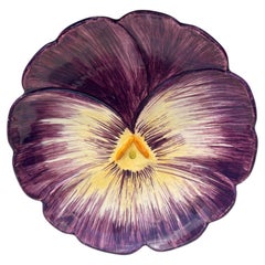 French Majolica Pansy Plate Jerome Massier, Circa 1890