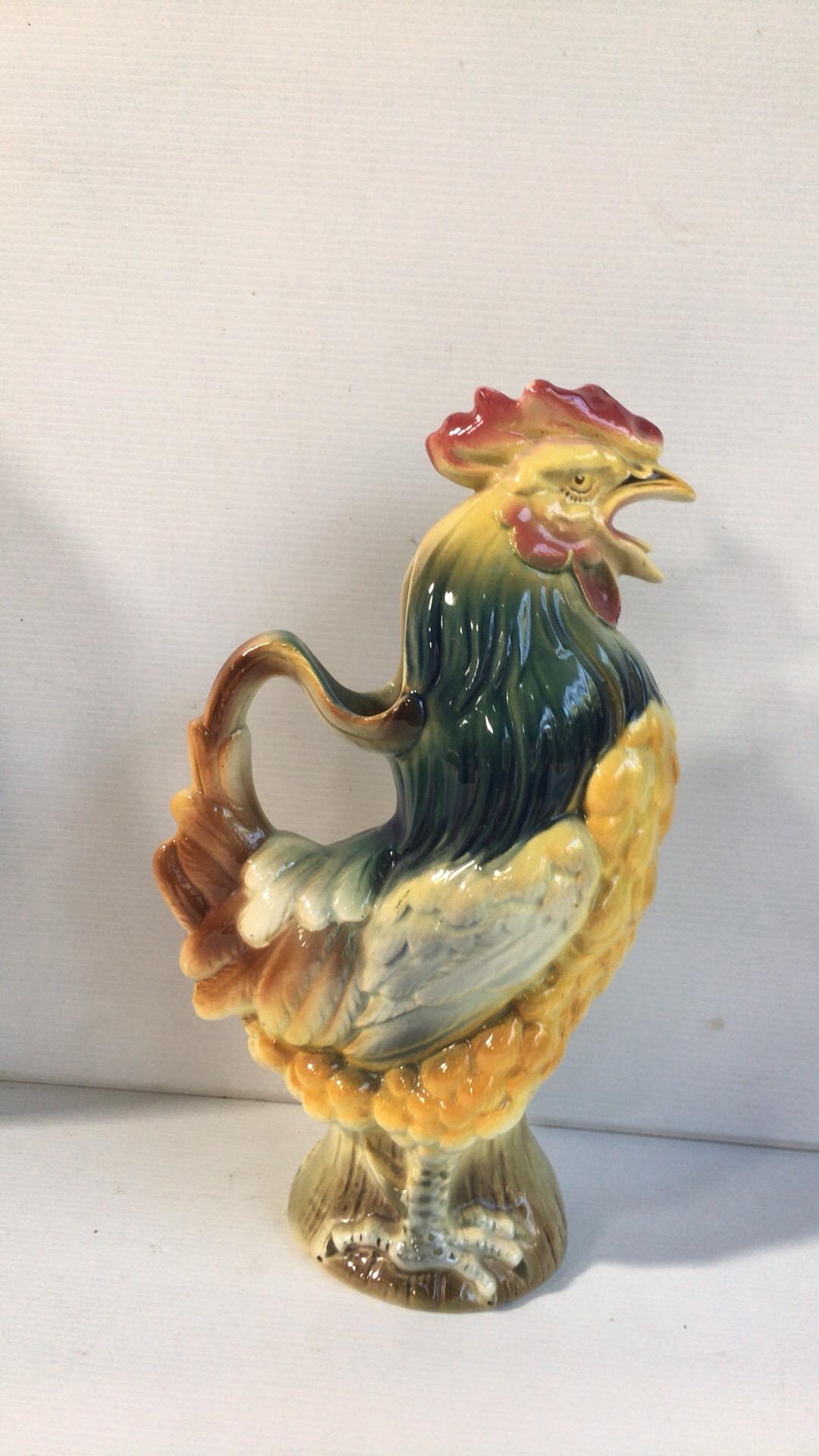 French Majolica Parrot Pitcher Keller and Guerin Saint Clement In Good Condition In Austin, TX