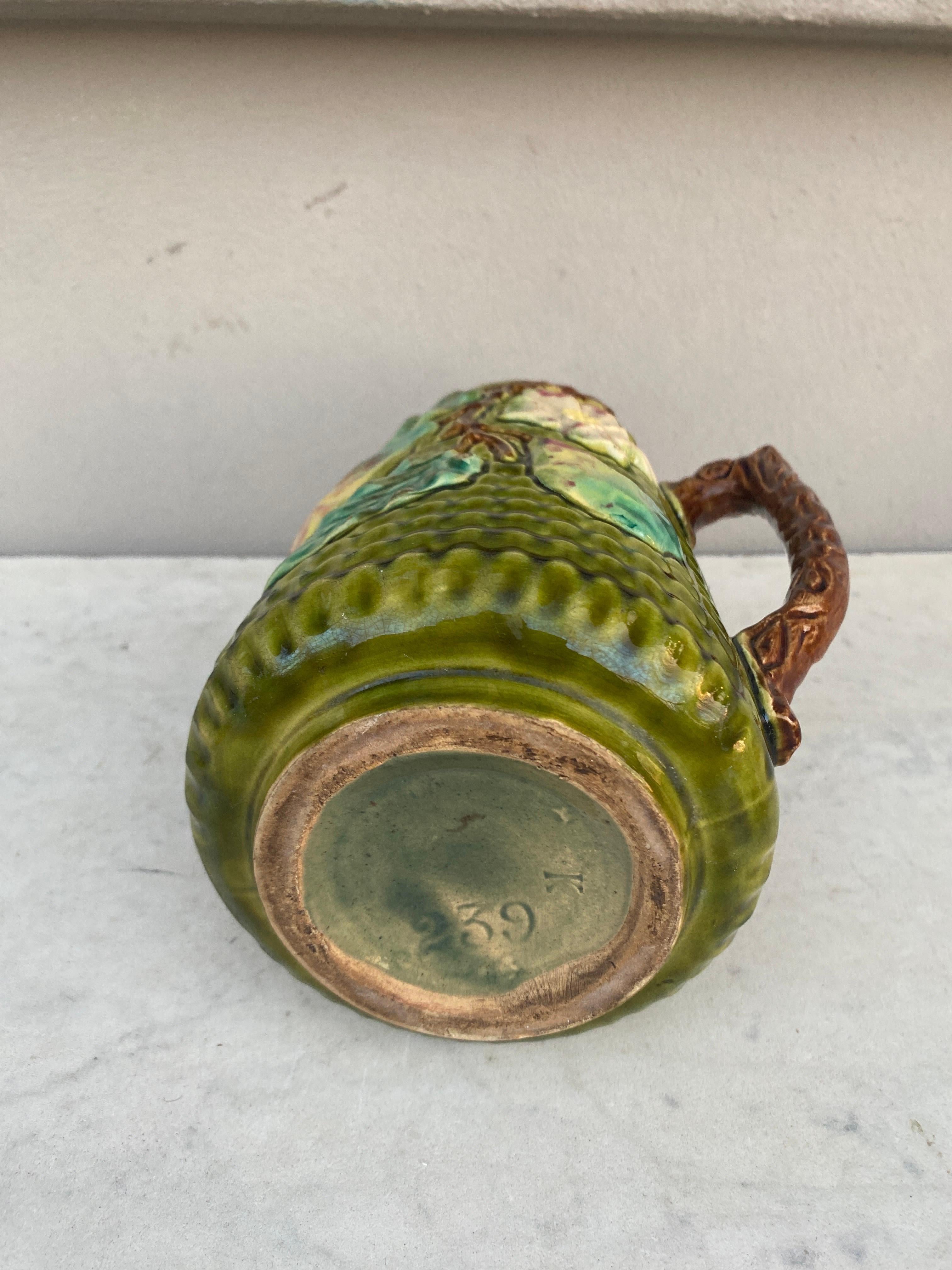 Ceramic French Majolica Pears Pitcher Orchies, circa 1890 For Sale